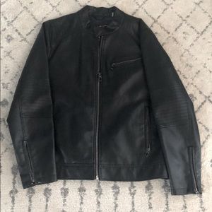 Men’s Large black rivet faux leather jacket